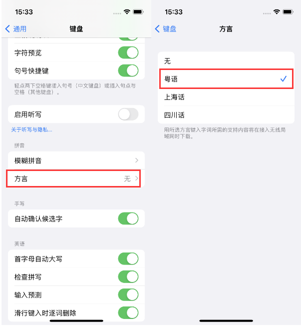 湘阴苹果14服务点分享iPhone 14plus设置键盘粤语方言的方法 